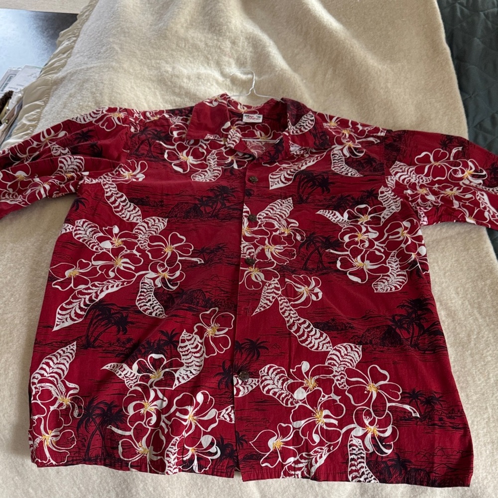Men's Red Floral Casual Button Down Shirt